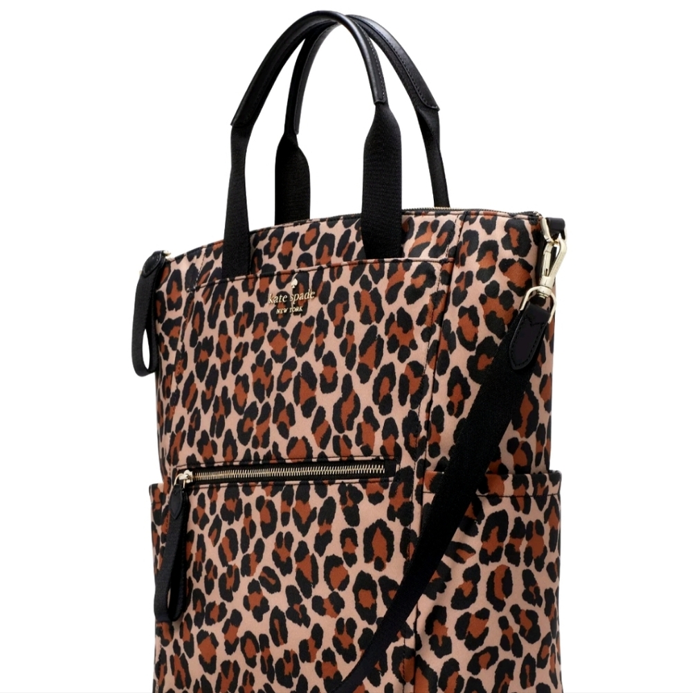 Kate Spade Chelsea Leopard Large Convertible Backpack KI375 New Tags Detached - Picture 3 of 8